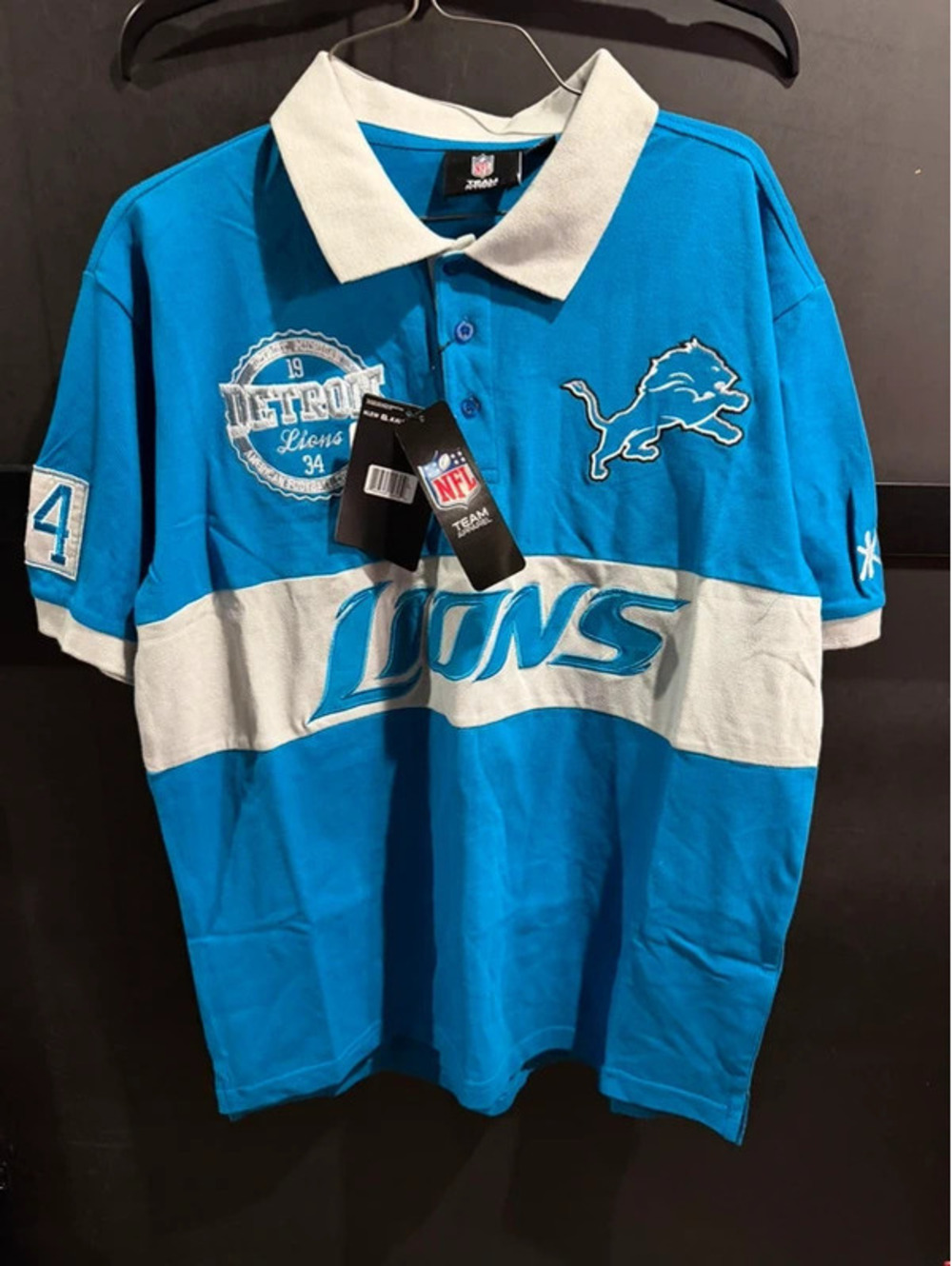 NFL Detroit Lions Blue & White Polo Shirt